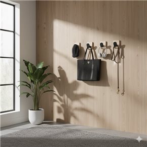 SET X4 PERCHEROS DE PARED CUAD. ADHESIVOS NAT/NEG