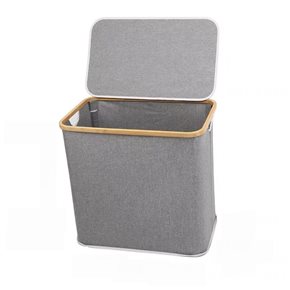 CESTO C/TAPA  53X33X51CM BAMBOO/CANVAS NAT/GRIS