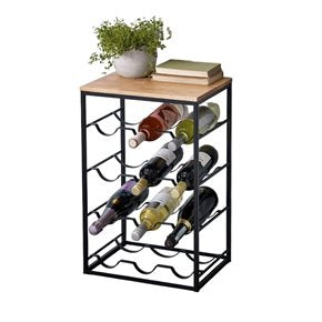 BOTELLERO DE PIE P/12 BOTELLAS  29X28X64CM NAT/NEG