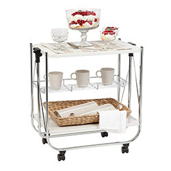 CARRITO PLEGABLE 3NIVELES 40x63x70CM BLANCO Y METAL