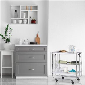 CARRITO PLEGABLE 3NIVELES 40x63x70CM BLANCO Y METAL