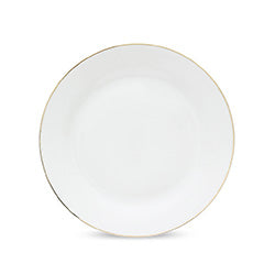 PLATO DE MESA D26CM BLANCO C/BORDE DORADO PORCELANA
