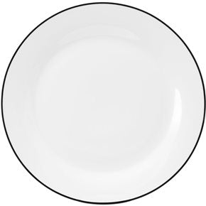 PLATO MESA D26CM BLANCO C/BORDE NEGRO PORCELANA