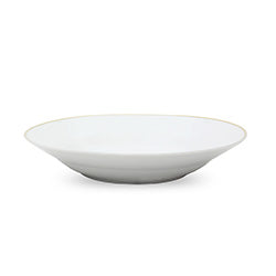 PLATO HONDO D23CM BLANCO C/BORDE DORADO PORCELANA