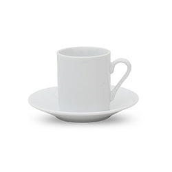 TAZA DE CAFE CON PLATO 90ML BLANCO PORCELANA SELECTA
