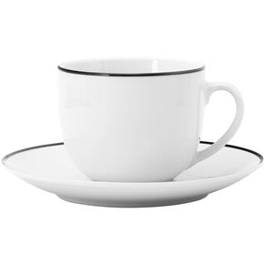 TAZA DE TE 220ML C/PLATO BLANCO C/BORDE NEGRO