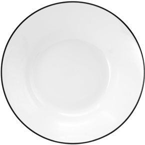 PLATO POSTRE D20CM BLANCO C/BORDE NEGRO PORCELANA