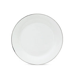 PLATO POSTRE D20CM BLANCO C/BORDE PLATEADO PORCEL.