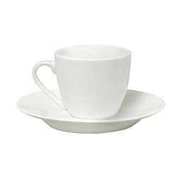TAZA DE CAFE 90ML CON PLATO PORCELANA BLANCA SELECTA