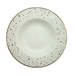 PLATO REDONDO HONDO 22CM LUNARES DORADOS SELECTA