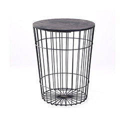 CESTA BANQUITO METAL LIN VERT TAPA MADERA D35/H45C
