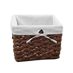 CESTO MIMBRE MARRON Y TELA BLANCO 32X30XH25CM