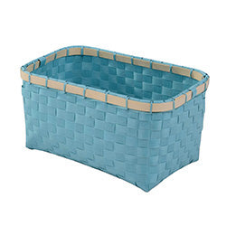 CESTO RECT. CELESTE C/BORDE BAMBOO 34X25XH16CM