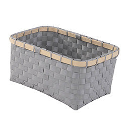 CESTO RECTANGULAR GRIS C/BORDE BAMBOO 34X25XH16CM
