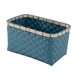 CESTO RECTANGULAR AZUL C/BORDE BAMBOO 34X25XH16CM