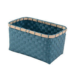 CESTO RECTANGULAR AZUL C/BORDE BAMBOO 31X22XH15CM