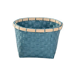 CESTO CIRCULAR AZUL C/BORDE BAMBOO D19XH14CM