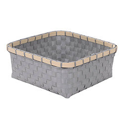 CESTO GRIS C/ BORDE BAMBOO 28X28XH12CM