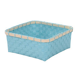 CESTO CELESTE C/ BORDE BAMBOO 28X28XH12CM