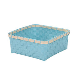 CESTO CELESTE C/ BORDE BAMBOO 25X25XH10CM