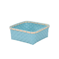 CESTO CELESTE C/ BORDE BAMBOO 22X22XH9CM