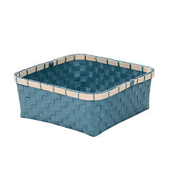 CESTO AZUL C/ BORDE BAMBOO 25X25XH10CM