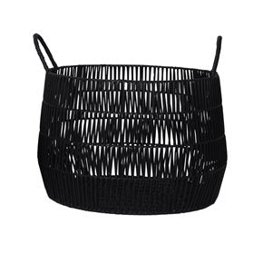 CESTO C/ASAS D40X30CMS PLASTICO SIMIL RATAN NEGRO