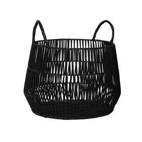 CESTO C/ASAS D30X25CMS PLASTICO SIMIL RATAN NEGRO