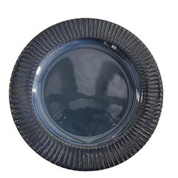 PLATO DE MESA CERAMICA D27CM FACETADO AZUL