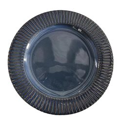 PLATO DE POSTRE CERAMICA D22CM FACETADO AZUL