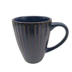 MUG CERAMICA 415ML FACETADO AZUL