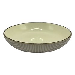 PLATO HONDO D21CM BLANCO C/BORDE MARRON
