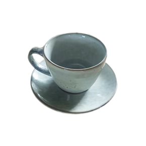 TAZA 325ML C/PLATO D15CM RAYITAS GRIS