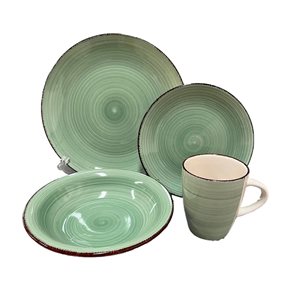 JUEGO VAJILLA 16PCS 27/19/21/385ML VERDE