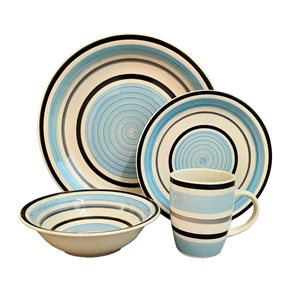 JUEGO VAJILLA 16PCS 27/19/18/295ML AZUL/NEGRO