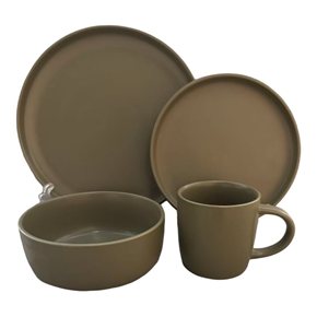 JUEGO VAJILLA 16PCS 27/20/15/350ML ALA RECT BEIGE
