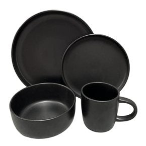 JUEGO VAJILLA 16PCS 27/20/15/350ML ALA RECT NEGRO