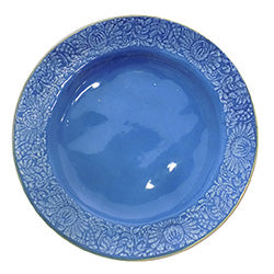 PLATO DE MESA 28CM ARABESCOS AZUL BORDE DORADO