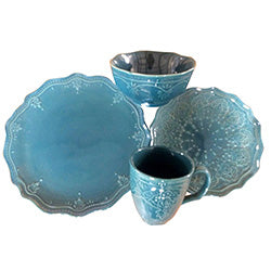 PLATO DE MESA ONDULADO 28CM TURQ CONTORNO TEXTURA