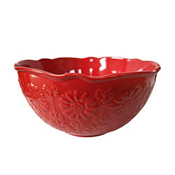 BOWL CERAMICA D25CM 4.2L TEXTURADO FLORES ROJO