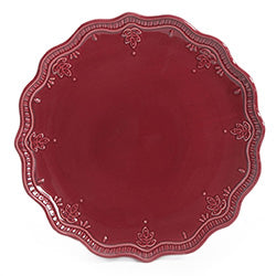 PLATO DE MESA ONDULADO 26CM BORDEAUX CONTORNO TEXT