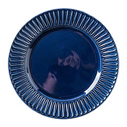 PLATO DE MESA D27CM BORDE TEXTURADO AZUL BRILLO