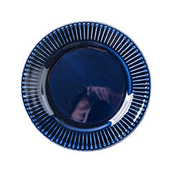 PLATO POSTRE D21CM BORDE TEXTURADO AZUL BRILLO