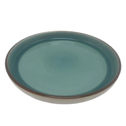 PLATO DE POSTRE 21x3CM VERDE C/BORDE MARRON