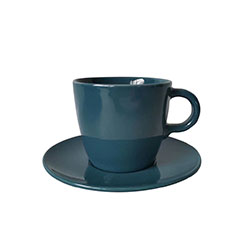 TAZA PORCELANA 260ML CON PLATO PORCELANA AZUL GARDENIA D14.5CM