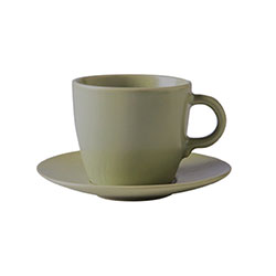 TAZA PORCELANA 260ML CON PLATO PORCELAN VERDE GARDENIA D14.5CM