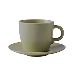 TAZA PORCELANA 80ML CON PLATO PORCELANA VERDE GARDENIA D10.5CM