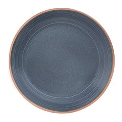 PLATO DE MESA AZUL BORDE MARRON D27CM