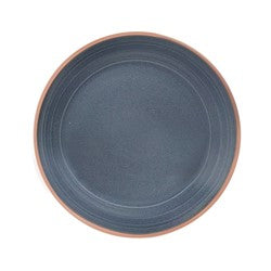 PLATO DE POSTRE AZUL BORDE MARRON D20CM