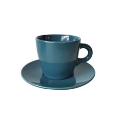 TAZA 80ML CON PLATO D10.5CM PORCELANA AZUL GARDENIA